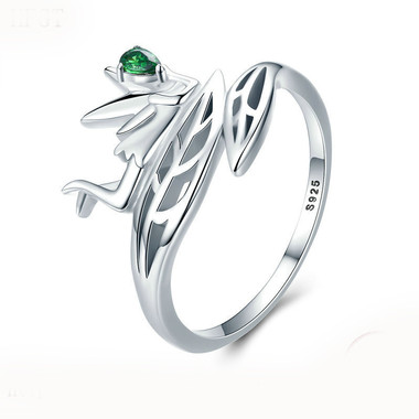 GREEN ZIRCON SILVER RING - FLOWER FAIRY